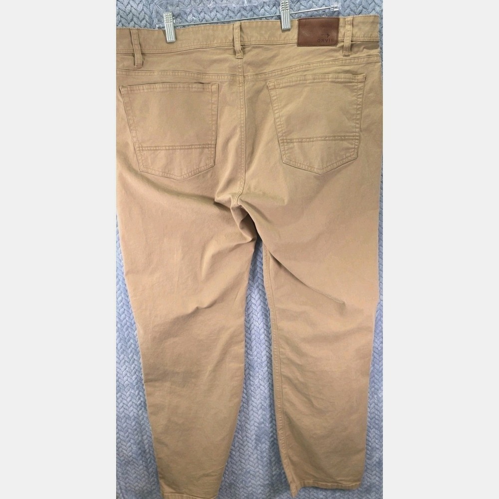 Orvis Five Pocket Khaki Pants Mens 40x30 Tan Cotton Blend Straight Leg Casual